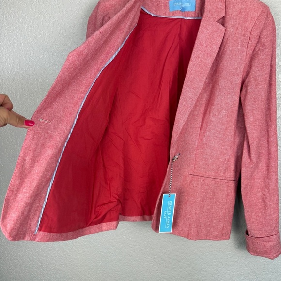 Draper James NWT Linen Blend Blazer Jacket, Cherry Red M - Breathable, Summer - Picture 8 of 11